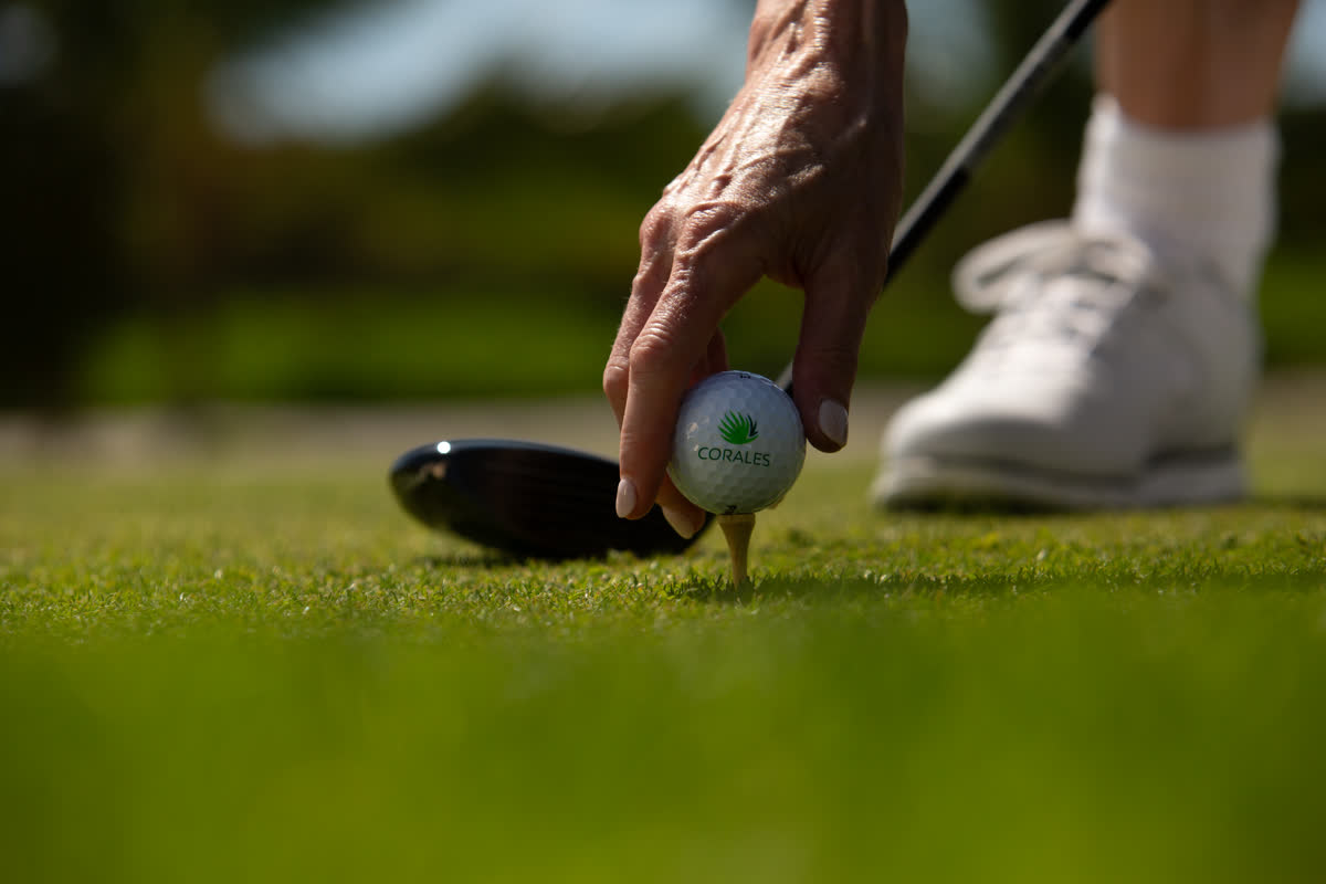 Ball teed up on a Punta Cana golf course